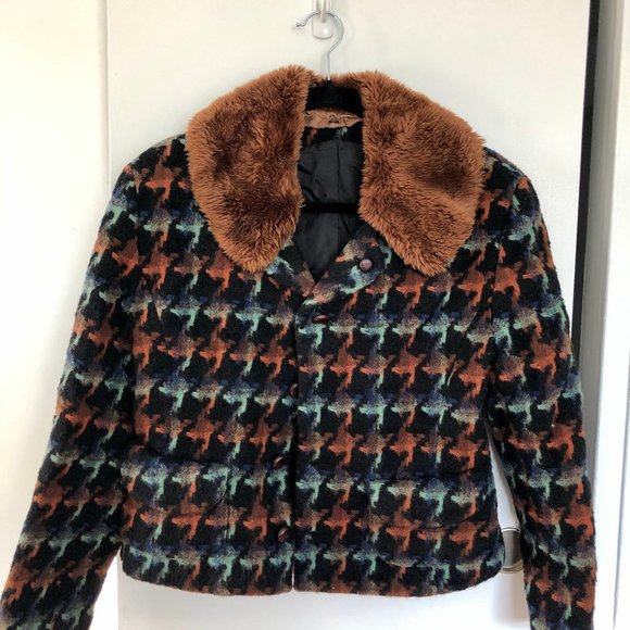 Vintage! Nicole Club Wool Houndstooth Short Jacket - Picture 1 of 10